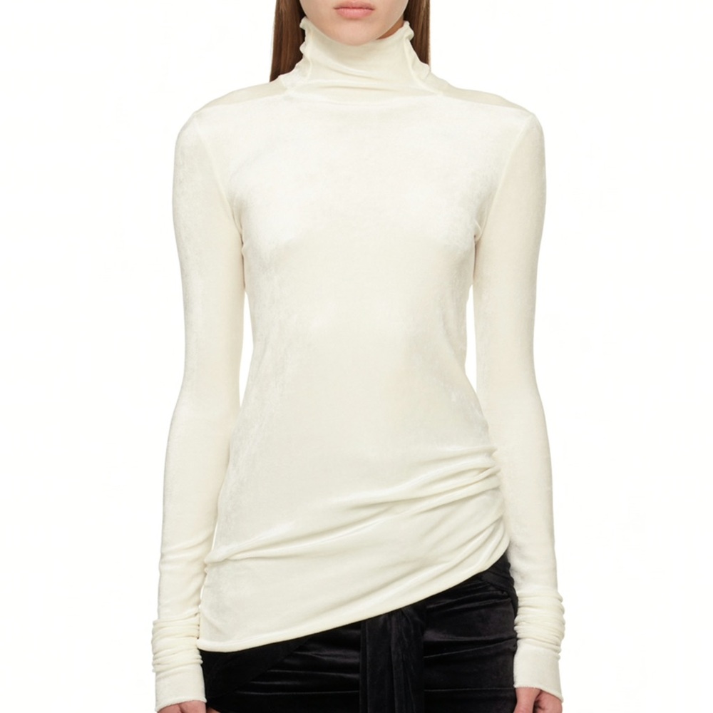 Rick Owens Lilies off white Lina velvet turtleneck
